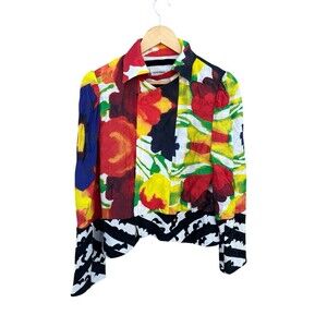 Nozomi Ishiguro Abstract multicolor Jacket Size LARGE  100% Cotton-37 inch Bust